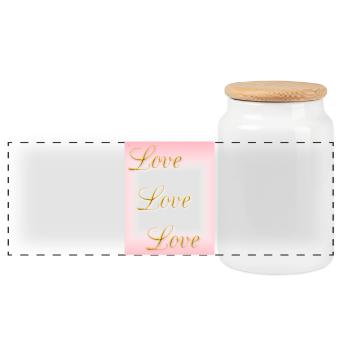 Love - self-love - true love - Panoramic Cookie Jar with Wooden Lid - white - Front
