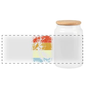 Stripes Retro Rider Silhouette - Panoramic Cookie Jar with Wooden Lid - white - Front