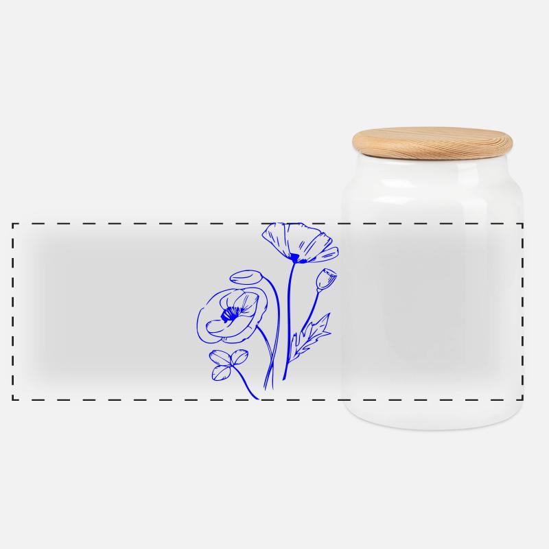 Mohnblume, Flowers - Panorama Keksdose mit Holzdeckel - Weiß