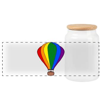 Regenbogen-Ballon - Panorama Keksdose mit Holzdeckel - Weiß - Vorne
