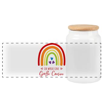 Ich werde eine große Cousine Regenbogen - Panorama Keksdose mit Holzdeckel - Weiß - Vorne