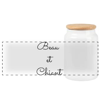 Beau et Chiant - Boîte à biscuits avec couvercle en bois - blanc - Devant