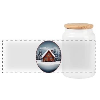 Maison en bois, cabane de Noël - Boîte à biscuits avec couvercle en bois - blanc - Devant