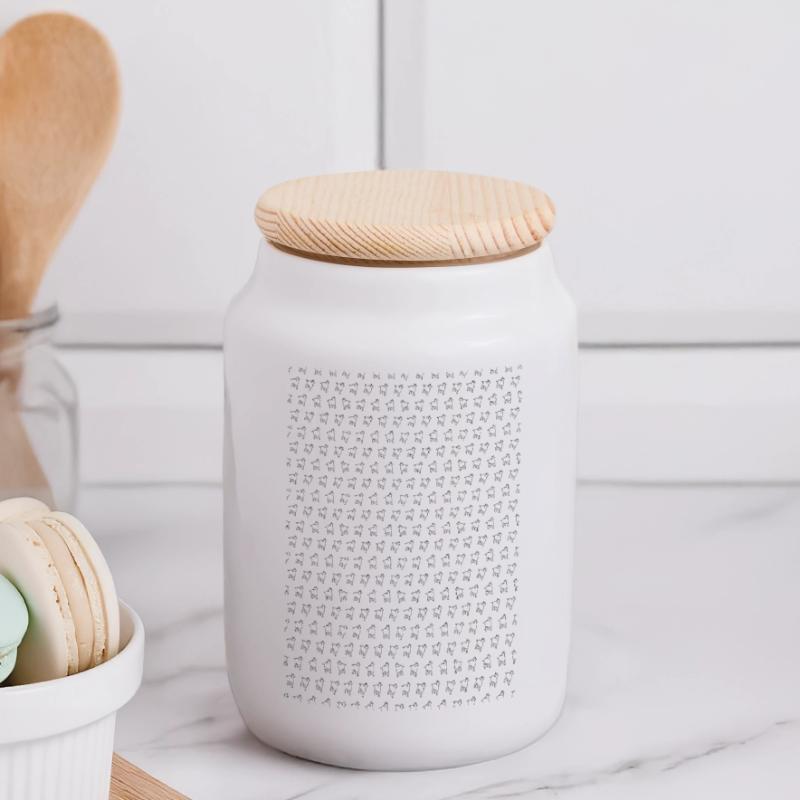 Cannot analyse due to missing image Panoramic Cookie Jar with Wooden Lid