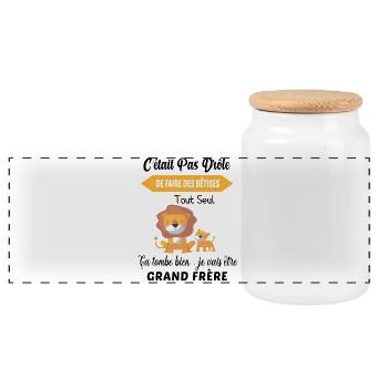 Enfant Annonce grossesse humour futur grand frère - Boîte à biscuits avec couvercle en bois - blanc - Devant