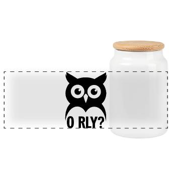 O RLY? Owl - Panoramic Cookie Jar with Wooden Lid - white - Front