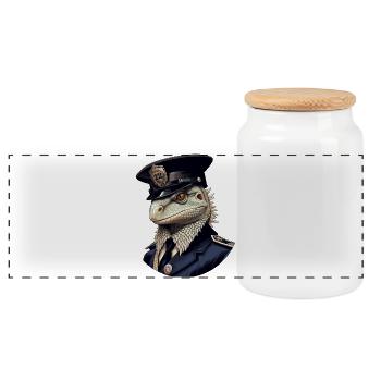 Lézards policiers - Boîte à biscuits avec couvercle en bois - blanc - Devant
