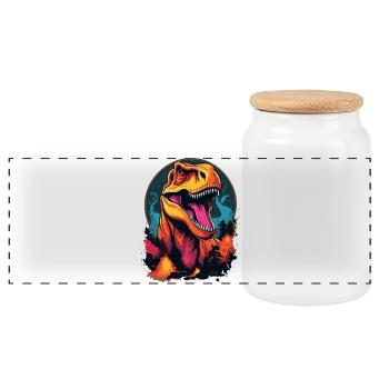 Tyrannosaurus Rex - Panoramic Cookie Jar with Wooden Lid - white - Front
