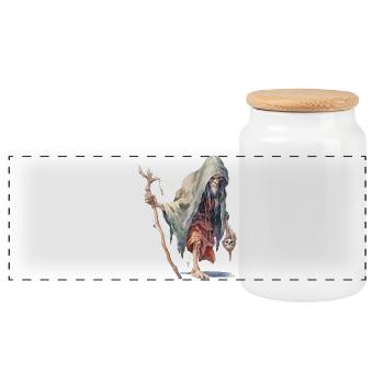 Mage de la Forêt Effrayant – Sorcier de la Dark Fantasy - Boîte à biscuits avec couvercle en bois - blanc - Devant