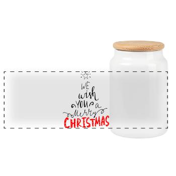 Merry Christmas - Panorama Keksdose mit Holzdeckel - Weiß - Vorne
