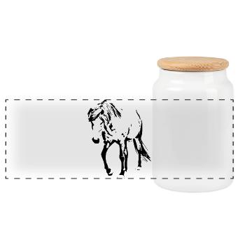 Chevaux T-shirt Cadeau Cavalier - Boîte à biscuits avec couvercle en bois - blanc - Devant