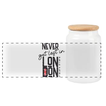 Never get lost in London - Panorama Keksdose mit Holzdeckel - Weiß - Vorne
