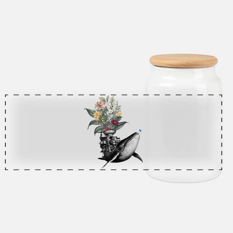 Herzlichen Glückwunsch – Frosch, Wal, Blumen - Panorama Keksdose mit Holzdeckel - Weiß