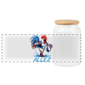 RUGBY FRANCE, sport aux couleurs bleu blanc rouge - Boîte à biscuits avec couvercle en bois - blanc - Devant
