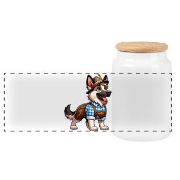 Berger bavarois - Boîte à biscuits avec couvercle en bois - blanc - Devant