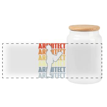 Retro Architect - Panoramic Cookie Jar with Wooden Lid - white - Front