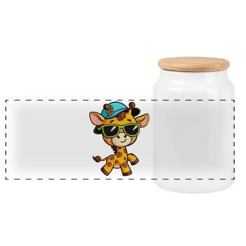 Groovy Giraffe Sonnenbrille T-Shirt - Panorama Keksdose mit Holzdeckel - Weiß - Vorne