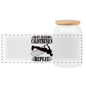 Répétez la calistenie Eat Sleep – Conception d’entraînement - Boîte à biscuits avec couvercle en bois - blanc - Devant
