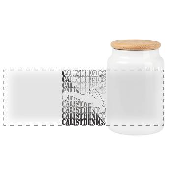 Calisthenics Pattern – Street Workout Design - Panorama Keksdose mit Holzdeckel - Weiß - Vorne