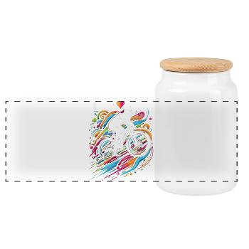 Lebendiges Mountainbike-Splash-Design - Panorama Keksdose mit Holzdeckel - Weiß - Vorne
