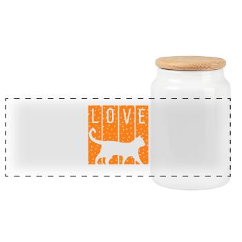 Silhouette de chat de L’amour aux quatre pattes - Boîte à biscuits avec couvercle en bois - blanc - Devant