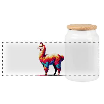 Alpaga - Boîte à biscuits avec couvercle en bois - blanc - Devant