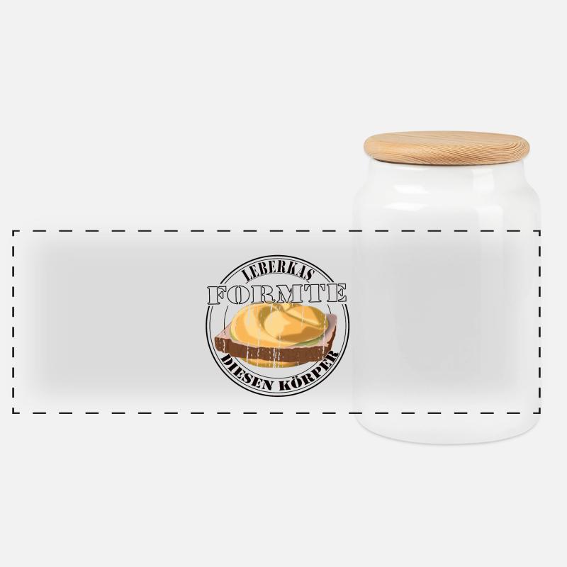 Leberkäs formte diesen Körper – Kultessen Humor - Panorama Keksdose mit Holzdeckel - Weiß