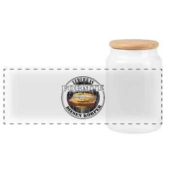 Leberkäs a façonné ce corps – Humour de Kultessen - Boîte à biscuits avec couvercle en bois - blanc - Devant