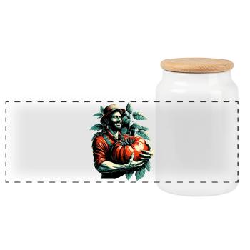 Tomate XXL Grand Homme Cadeau Heureux - Boîte à biscuits avec couvercle en bois - blanc - Devant