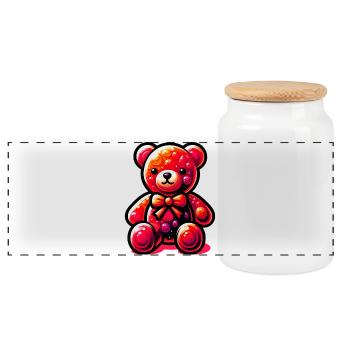 Bear - Panoramic Cookie Jar with Wooden Lid - white - Front