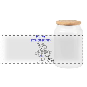 Hourra Inscription à l’école des écoliers - Boîte à biscuits avec couvercle en bois - blanc - Devant