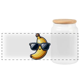Coole Banane mit Sonnenbrille Design - Panorama Keksdose mit Holzdeckel - Weiß - Vorne