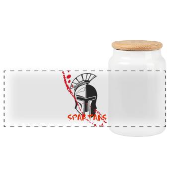 Helmet Sparta and Blood 7 - Panoramic Cookie Jar with Wooden Lid - white - Front
