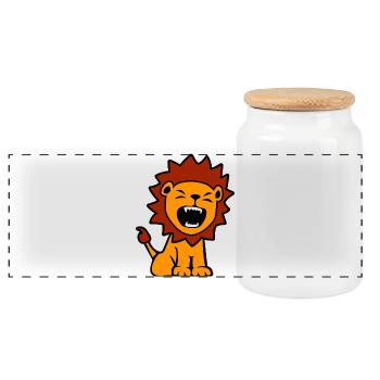 petit lion ROAAR - Boîte à biscuits avec couvercle en bois - blanc - Devant