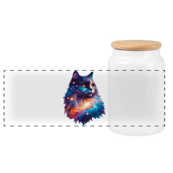 Chat - Boîte à biscuits avec couvercle en bois - blanc - Devant