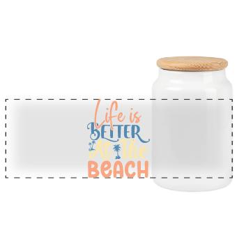 La vie est meilleure à la plage - Boîte à biscuits avec couvercle en bois - blanc - Devant