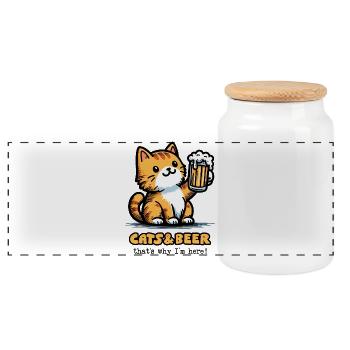 Katzen und Bier 2 - Panorama Keksdose mit Holzdeckel - Weiß - Vorne