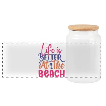 Life is Better at the Beach - Panoramic Cookie Jar with Wooden Lid - white - Front