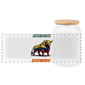 This is my pride flag Colombia - Panoramic Cookie Jar with Wooden Lid - white - Front