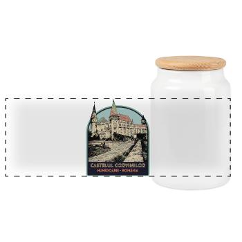 Château des Corvins, Hunedoara, Roumanie - Boîte à biscuits avec couvercle en bois - blanc - Devant
