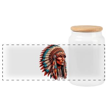 Amerikanisch Indianer Amerikanische Rote Haut - Panorama Keksdose mit Holzdeckel - Weiß - Vorne