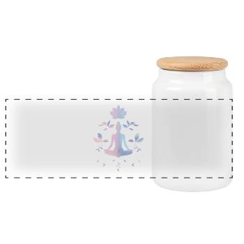 Meditation & Balance – Calm Lotus Illustration - Panoramic Cookie Jar with Wooden Lid - white - Front