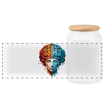 Women Thinking - Panoramic Cookie Jar with Wooden Lid - white - Front