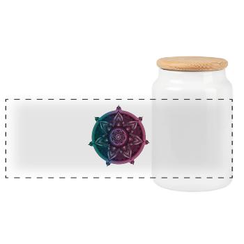 Mandala Symbolischer Kompass – Ornament Illustrati - Panorama Keksdose mit Holzdeckel - Weiß - Vorne