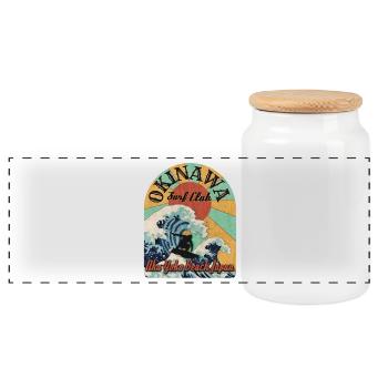 Okinawa Surf Club (Distressed) - Panorama Keksdose mit Holzdeckel - Weiß - Vorne