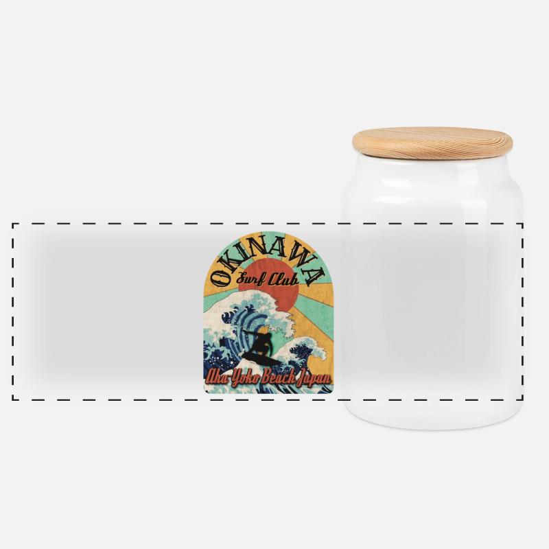 Okinawa Surf Club (Distressed) - Panorama Keksdose mit Holzdeckel - Weiß