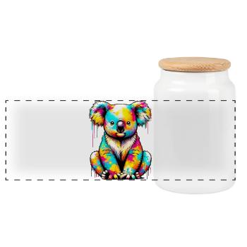 Koala - Panoramic Cookie Jar with Wooden Lid - white - Front
