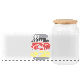Football Germany Fan Shirt Collage Ball Logo - Panoramic Cookie Jar with Wooden Lid - white - Front