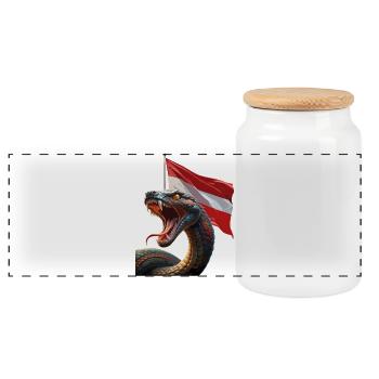 Un serpent cool avec le drapeau autrichien - Boîte à biscuits avec couvercle en bois - blanc - Devant