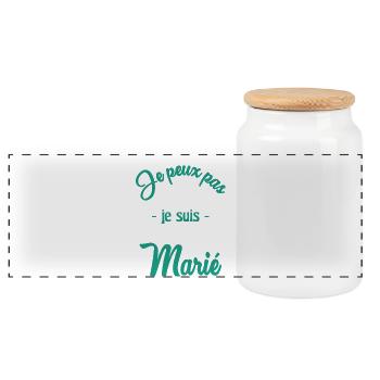 JE PEUX PAS. MARIE - Boîte à biscuits avec couvercle en bois - blanc - Devant